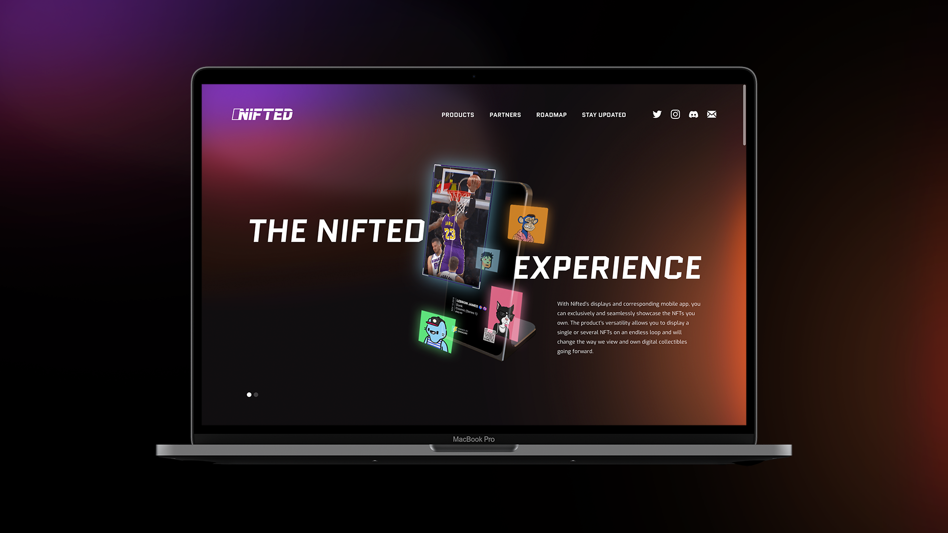 Mockup of Web3 Design work we did for NFT platform Nifted